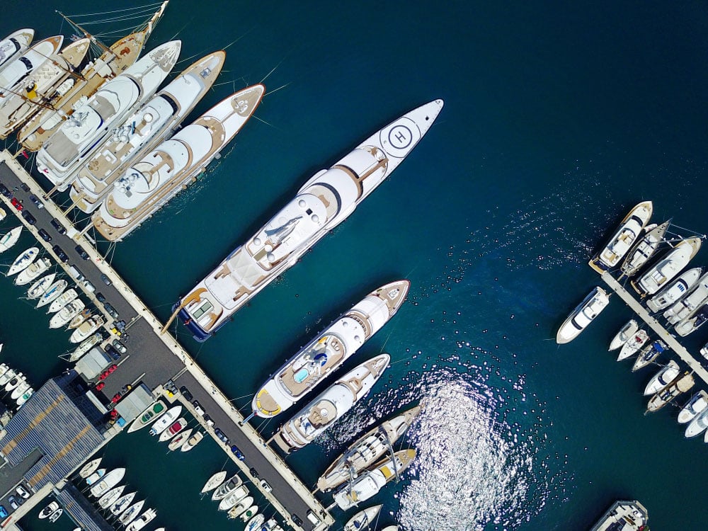Yachts anchored in port, Ibiza